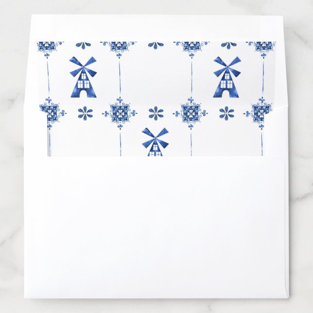 Dutch Delft Blue Pattern Envelope Liner (In Envelope)