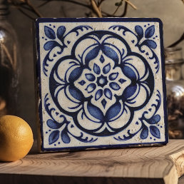 Dutch Delft Blue Repro Floral Kitchen Trivet