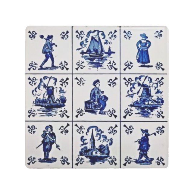 Dutch Delft Blue Retro Wall Metal Art (Front)