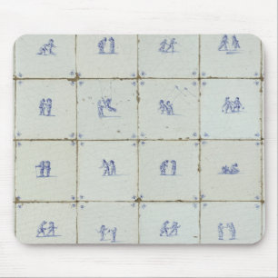 Dutch Delft Blue Tiles Mouse Pad