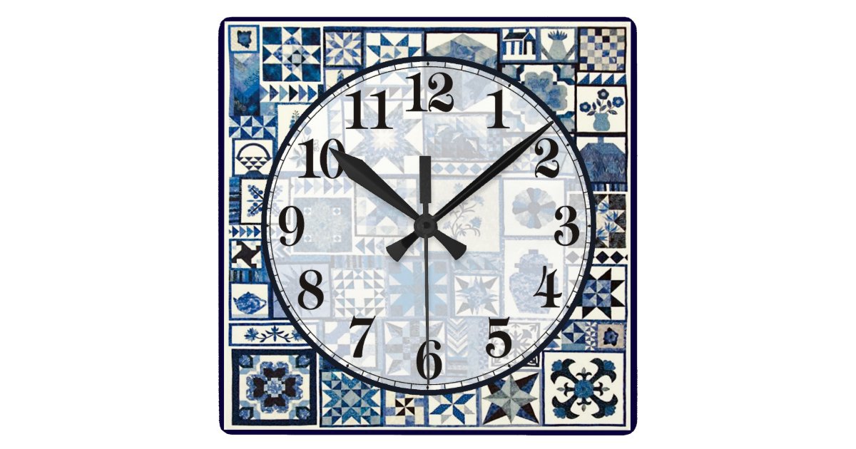 Dutch Delft Square Wall Clock