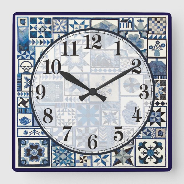 Dutch Delft Square Wall Clock (Front)