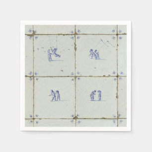 Dutch Delft Tile Background Napkins