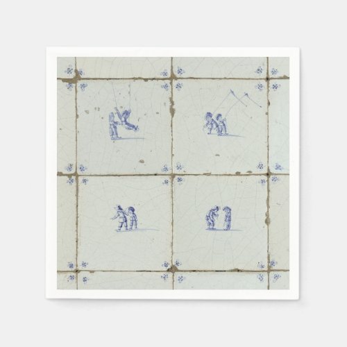 Dutch Delft Tile Background Napkins