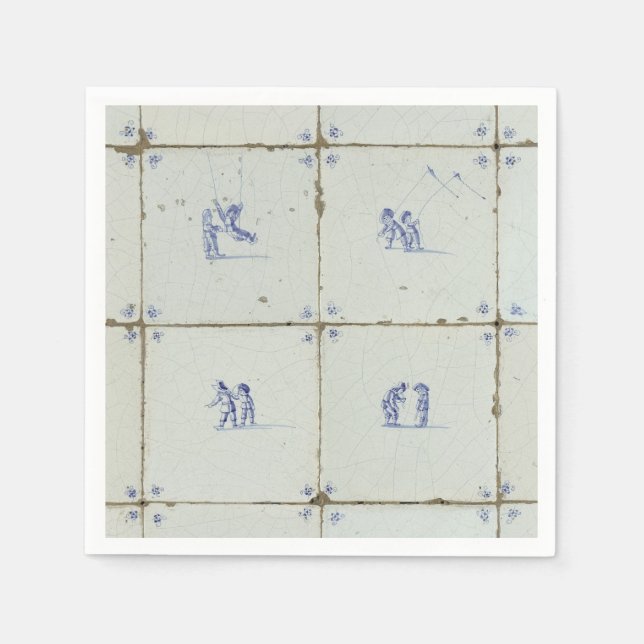 Dutch Delft Tile Background Napkins (Front)