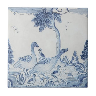 Dutch Delft w/ Geese or Ducks Antique-25 Ceramic Tile