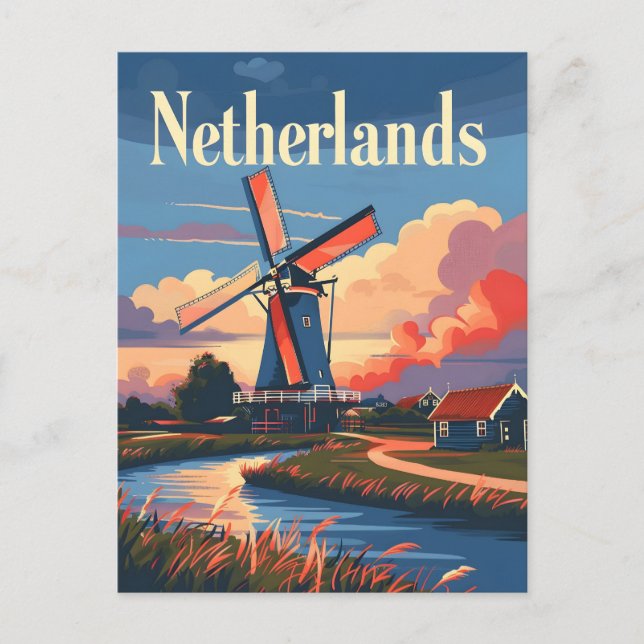 Dutch Delight: Embrace Windmill Magic Netherlands Postcard (Front)