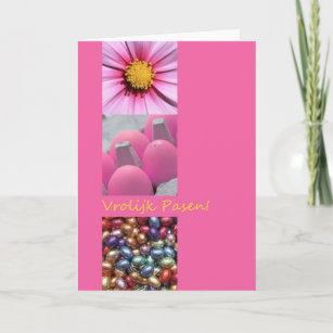 Dutch easter greeting pink collage holiday card