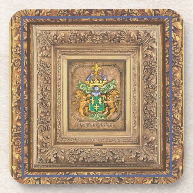 Dutch Family Van Westervelt Coat of Arms Beverage Coaster (Front)