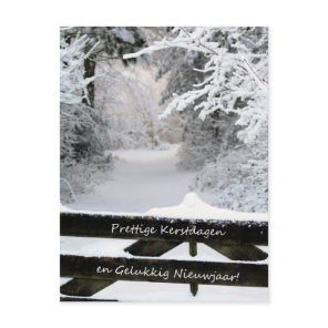 Dutch Fence in snow Merry X-mas & Happy New Year Holiday Postcard