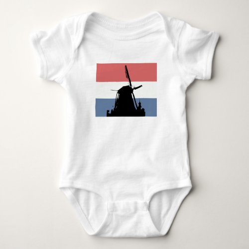 Dutch flag and windmill baby bodysuit