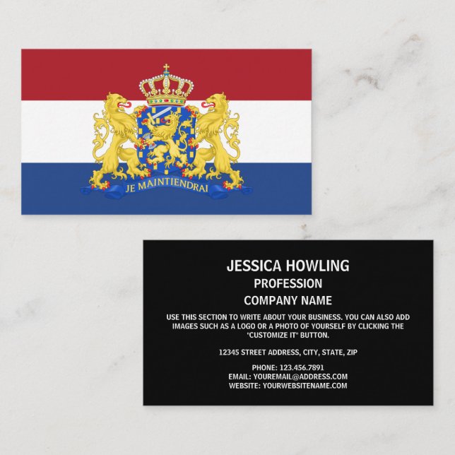Dutch Flag & Coat of Arms, Flag of Netherlands Business Card (Front/Back)