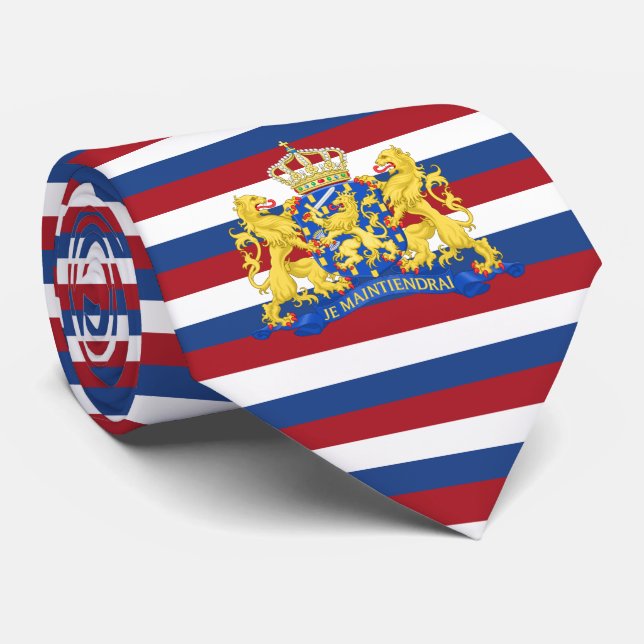 Dutch Flag & Coat of Arms, Flag of Netherlands Neck Tie (Rolled)