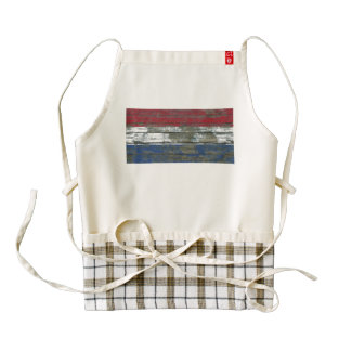 Dutch Flag on Rough Wood Boards Effect Zazzle HEART Apron
