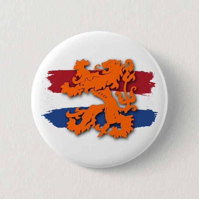 Dutch Flag Orange Lion Team Holland Button (Front)