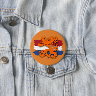 Dutch Flag Orange Lion Team Holland Button