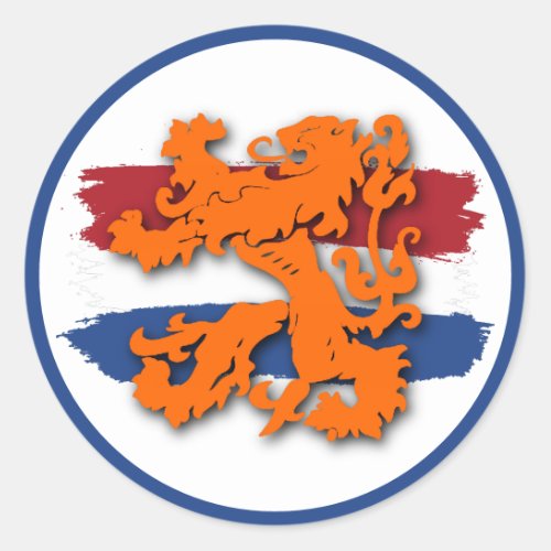 Dutch Flag Orange Lion Team Holland Classic Round Sticker