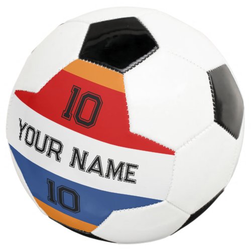 Dutch flag soccer ball with custom jersey number