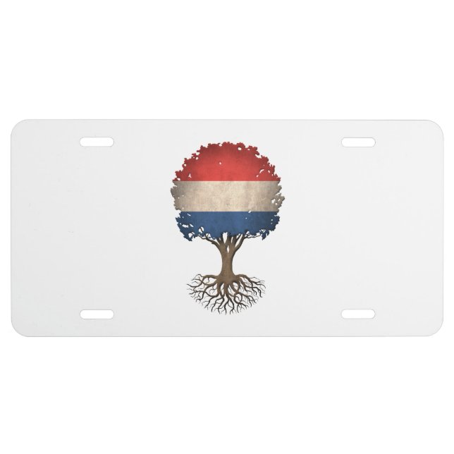 Dutch Flag Tree of Life Customizable License Plate (Front)