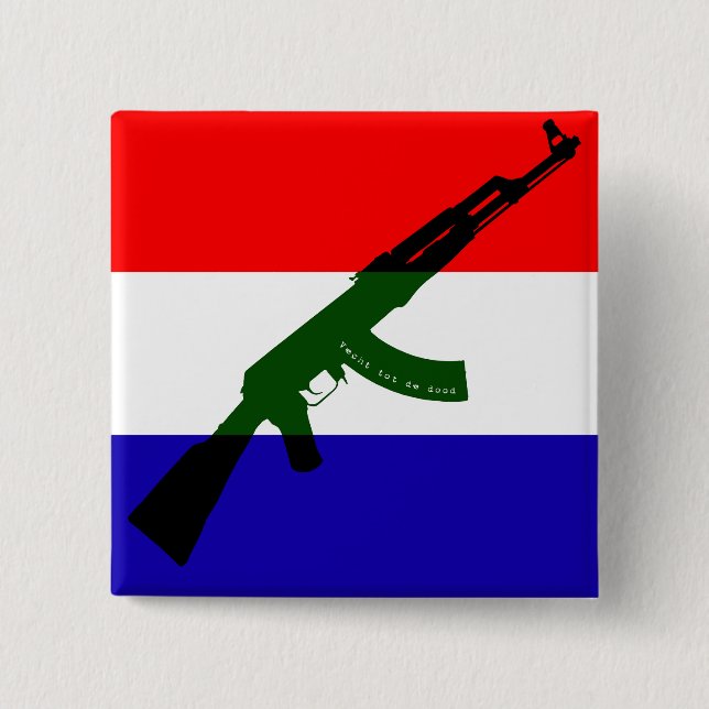 Dutch flag with AK47 Pinback Button (Front)