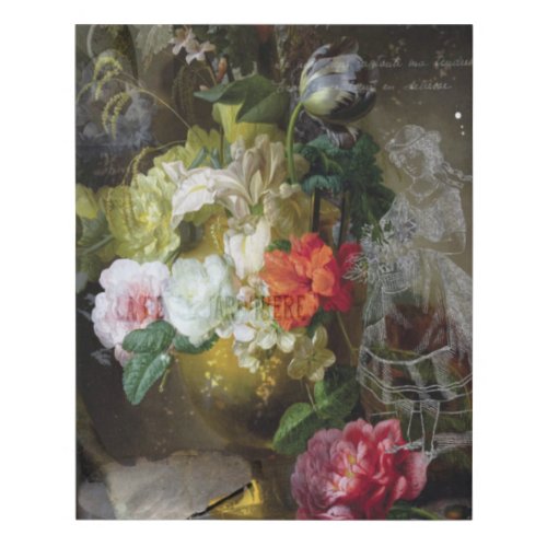  Dutch Floral  French Ephemera Vintage Collage Faux Canvas Print