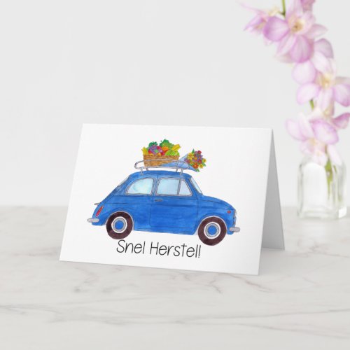 Dutch Get well blue Retro Fiat 500 Card