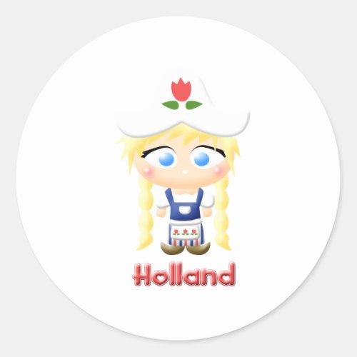 Dutch Girl Classic Round Sticker