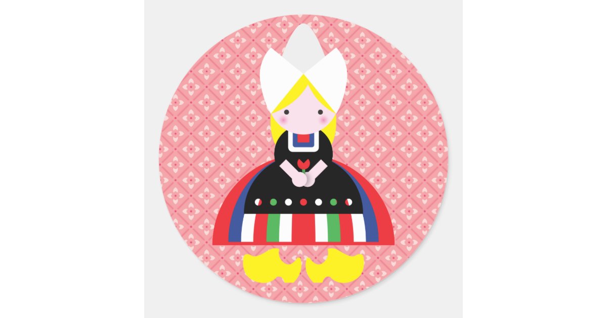 Dutch Lady Sticker Dutch girl classic round sticker | Zazzle