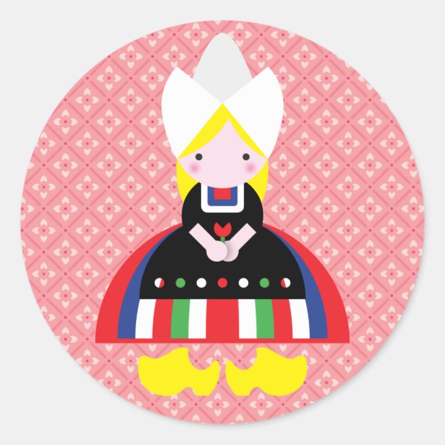 Dutch girl classic round sticker (Front)