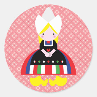 Dutch girl classic round sticker