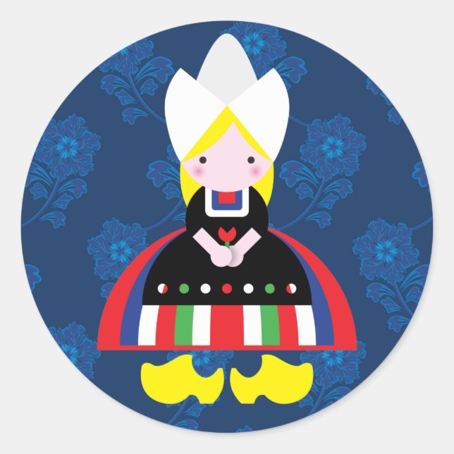Dutch girl classic round sticker (Front)