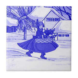 Dutch Girl, Delft Blue Ceramic Tile