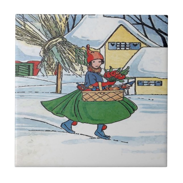 Dutch Girl, Delft Blue Tile (Front)