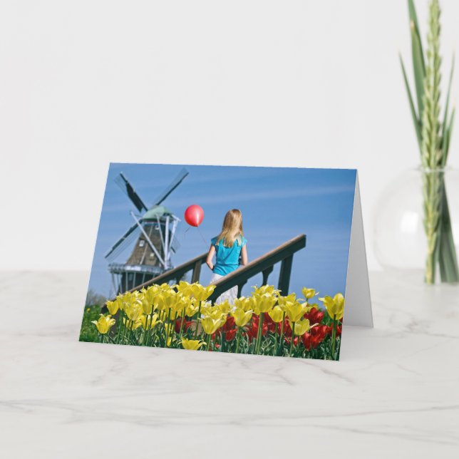 Dutch girl with balloon card (Front)