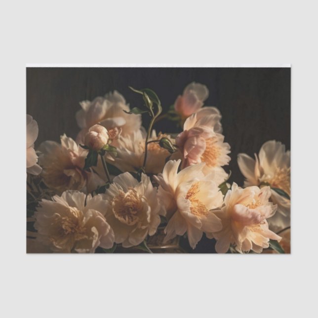 Dutch Golden Age Style Ethereal Peach Flowers Tissue Paper (Front)