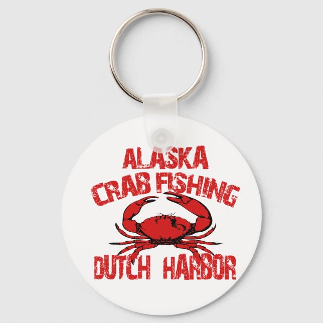Dutch Harbor Alaska Red Crab Fishing Keychain (Front)