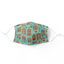 Dutch Houses Amsterdam Tulips Bikes Pattern Adult Cloth Face Mask