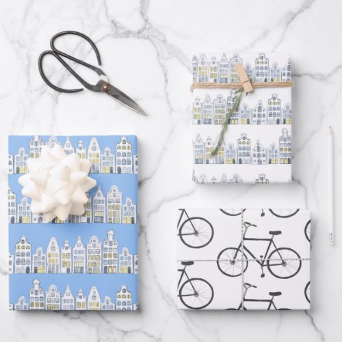 Dutch Houses Bikes Amsterdam Variety Pack Wrapping Paper Sheets