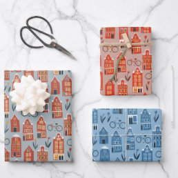 Dutch Houses Bikes Tulips Amsterdam Variety Pack Wrapping Paper Sheets