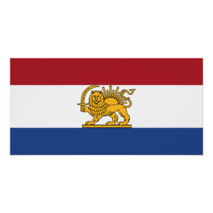 Dutch Iranian Lion and Sun Heritage Flag Poster