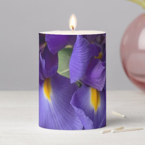 Dutch iris bouquet pillar candle