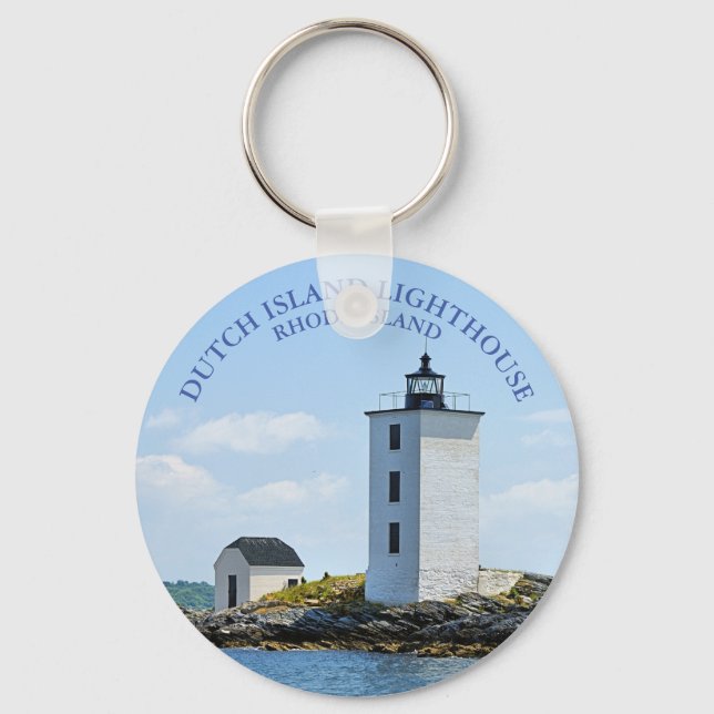 Dutch Island Lighthouse, Rhode Island Keychain (Front)