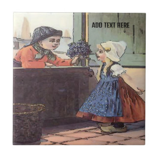 Dutch Kids Flowers  Tile, Dutch Look, Personalize Ceramic Tile