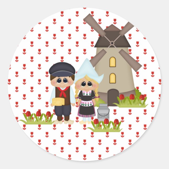 Dutch Kids of the World Holland Tulips Sticker (Front)