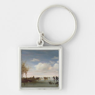 Dutch landscape with Skaters Keychain