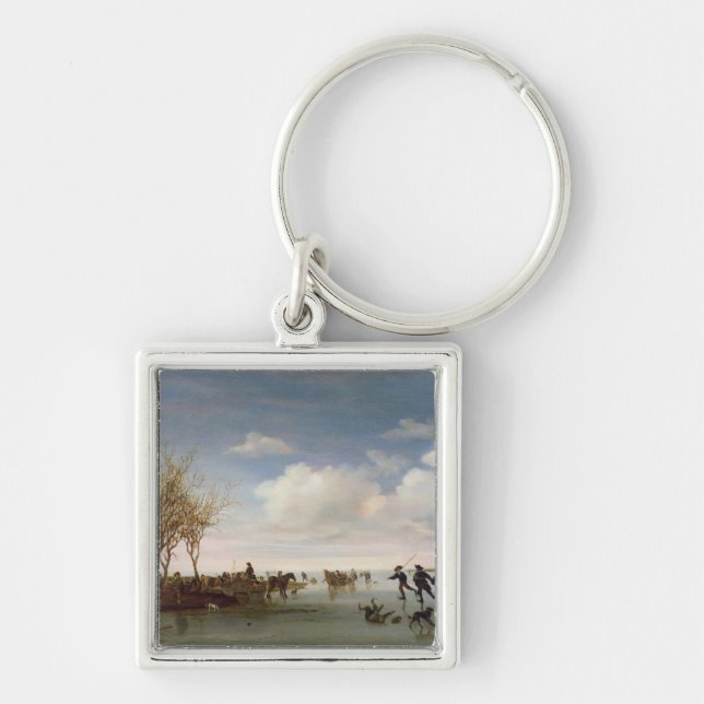 Dutch landscape with Skaters Keychain (Front)