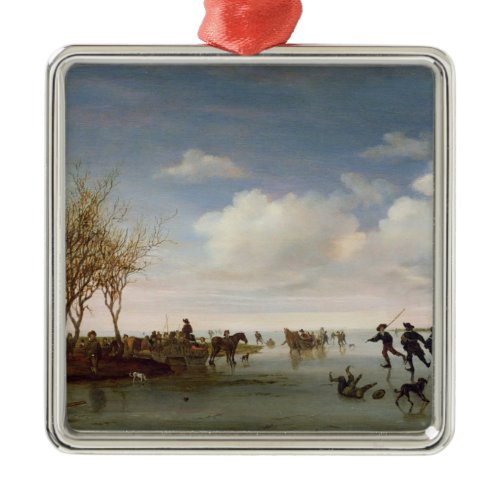 Dutch landscape with Skaters Metal Ornament