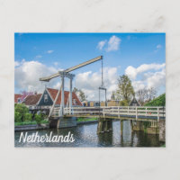 Dutch lifting wooden bridge in Netherlands