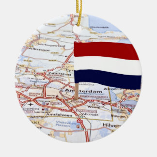 Dutch map and the dutch flag ceramic ornament