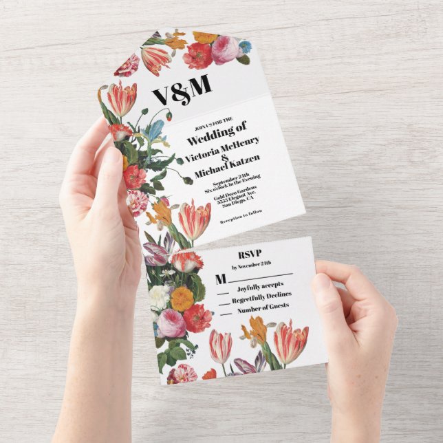 Dutch Master Floral Wedding All In One Invitation (Tearaway)